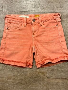 Pilcro and the Letterpress Anthropologie Coral Frayed Shorts Waist Size 24